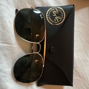 Ray-Ban Gold Frame Sunglasses with Black Case